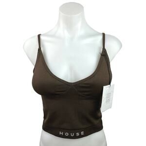 NEW HOUSE ID Brown Seamless Scoop Neck Adjustable Strap Stretch Tank Top Size XL